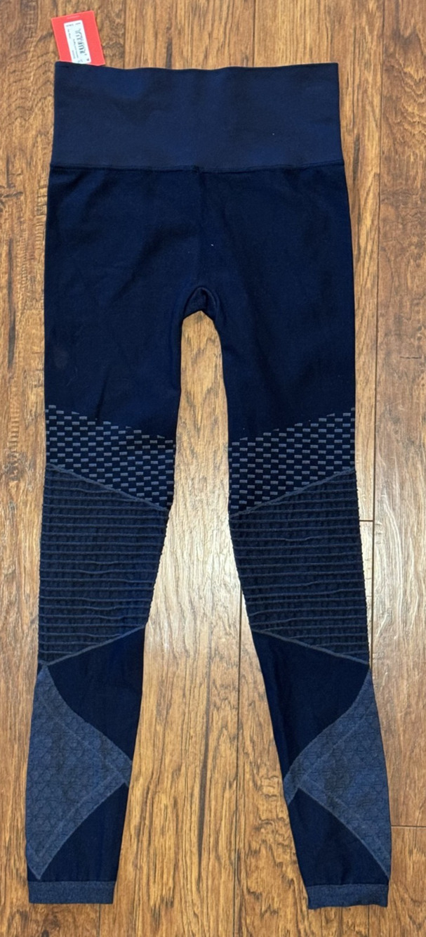 Spanx Seamless Moto Leggings Indigo Sky Blue Compression - Women's Size S